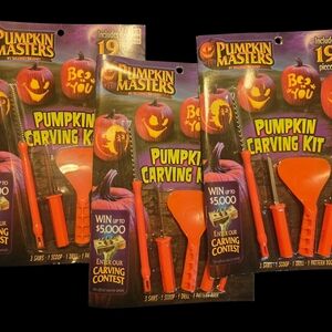 3 Lot Bundle & Free Mystery Gift! Pumpkin Masters Carving Kit with Tools